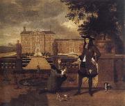 unknow artist John Rose,the royal gardener,presenting a pineapple to Charles ii before a fictitious garden oil painting on canvas